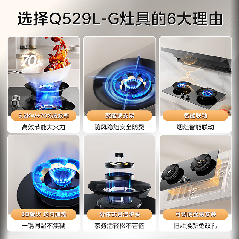 美的燃气灶天然气 双灶具Q529L-G 家用5.2kW猛火聚能灶台嵌两用 搪瓷易打理 高能效灶 节能灶高清大图