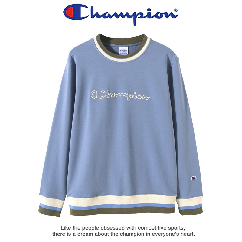 Champion 潮牌冠军运动卫衣女士圆领刺绣春季纯棉宽松女情侣装潮运动外套 9050