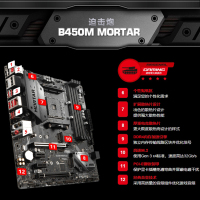 微星(MSI) B450M MORTAR迫击炮 电脑台式机主板 电竞游戏主板