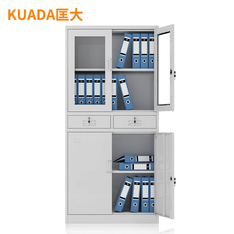 匡大 文件柜铁皮档案柜办公柜中二斗钢柜KDGG-BK01高清大图