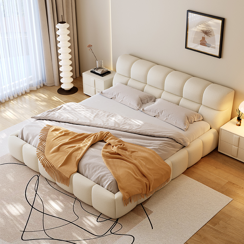 欧梵森 床 意式轻奢科技布床实木床双人床1.8米家用储物主卧床1.5m极简布艺床欧式大床现代简约软包卧室家具床婚床高清大图