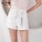 拉夏贝尔拉贝缇牛仔短裤女装夏季新款韩版高腰显瘦白色火ce