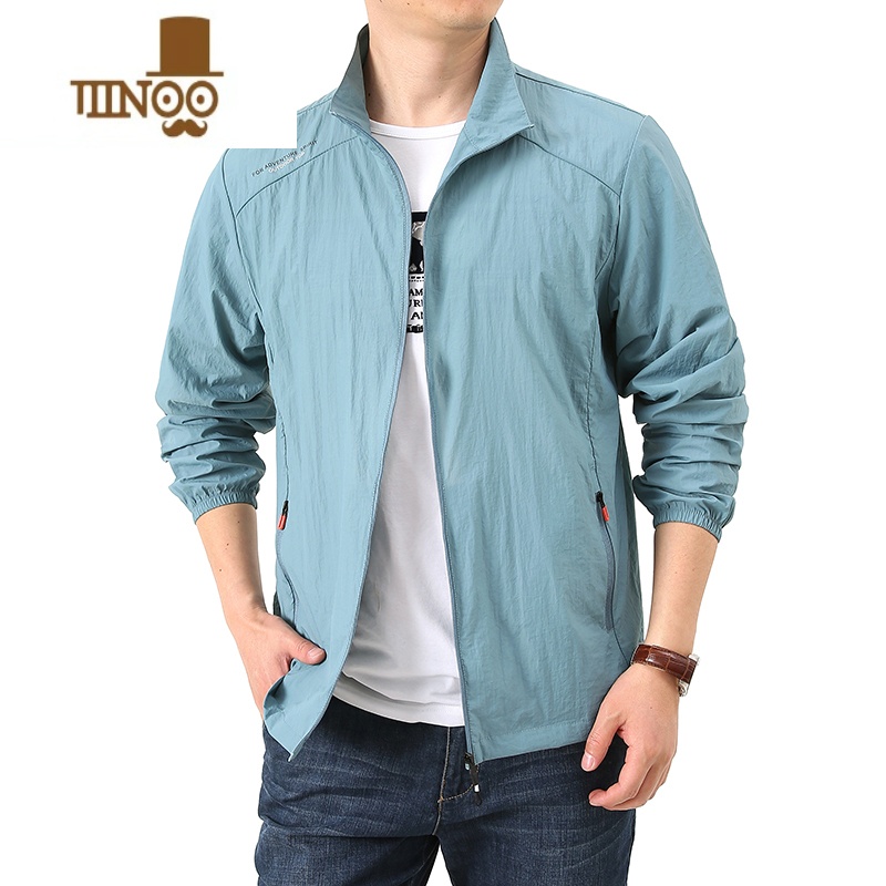 YANXU2023夏季新款男装立领无帽超薄款冰丝防晒衣男夏季外套透气防晒服高清大图
