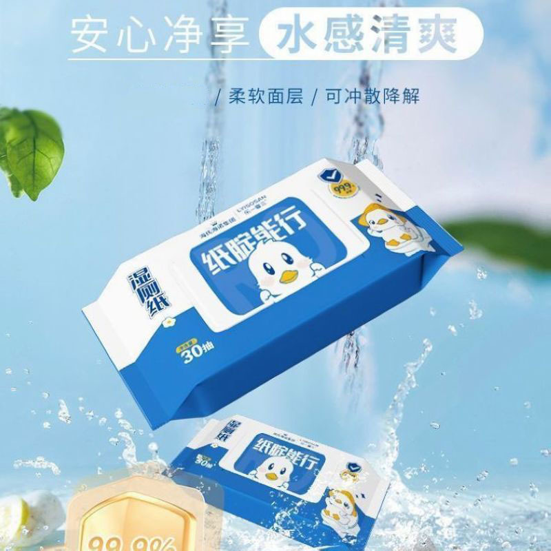 海氏海诺 2包 30抽家用卫生巾如厕清洁卫生湿纸巾湿厕纸巾水冲可降解湿厕纸湿巾高清大图