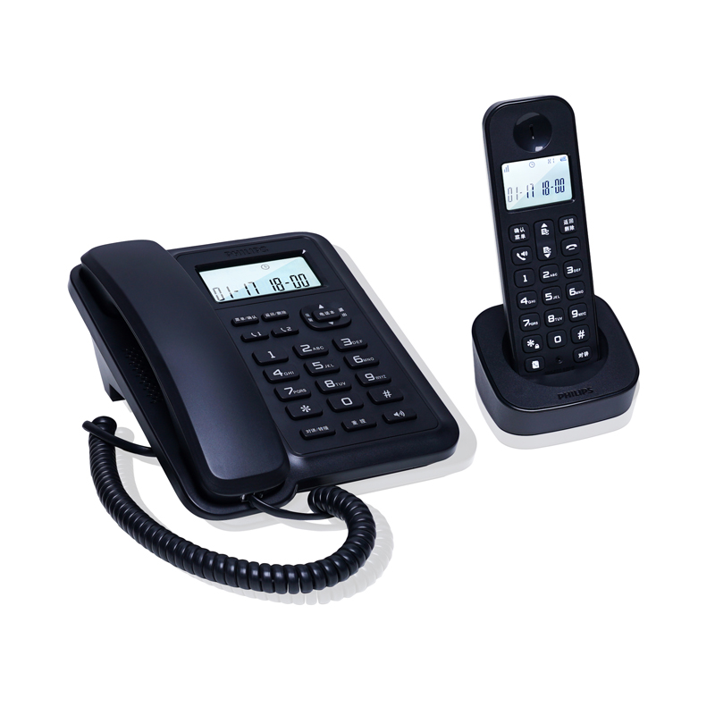 飞利浦(Philips)DCTG167一拖一数字无绳电话机办公家用无线固定座机电话子母机商用免提通话功能黑色)高清大图