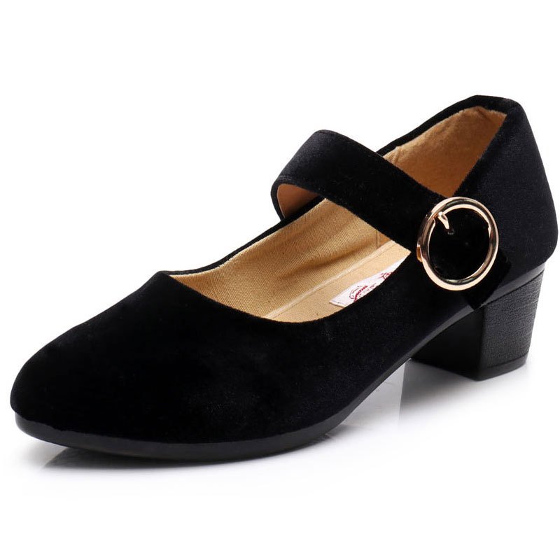 枫述老北京布鞋女2021新款时尚高跟软底黑色酒店上班工作鞋久站不累脚
