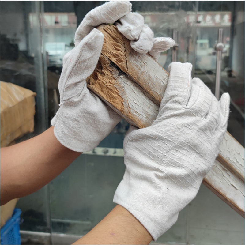 珂攸洋白甲布帆布电焊手套15*10*1cm双/包高清大图