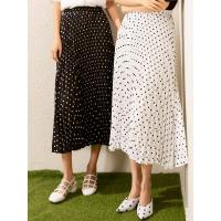 [1件4折价:55.6,可叠加199减30]美特斯·邦威半裙女新款夏季黑白波点高腰雪纺百褶学生中长裙子