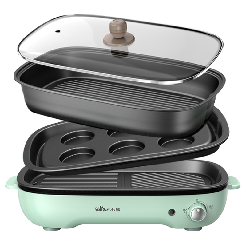小熊烤肉锅电烤炉家用烧烤烤肉盘电烤盘烤鱼专用火锅煎烤涮一体锅基础