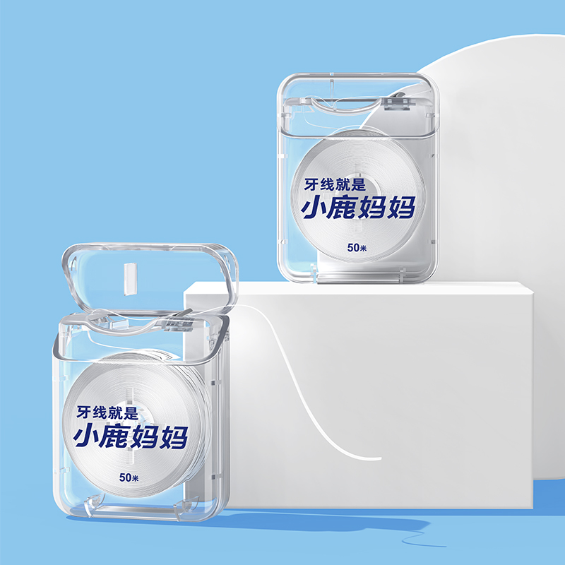 小鹿妈妈卷牙线50m米PTFE扁线薄荷剔牙签线超细家庭装剔牙线1盒50m高清大图