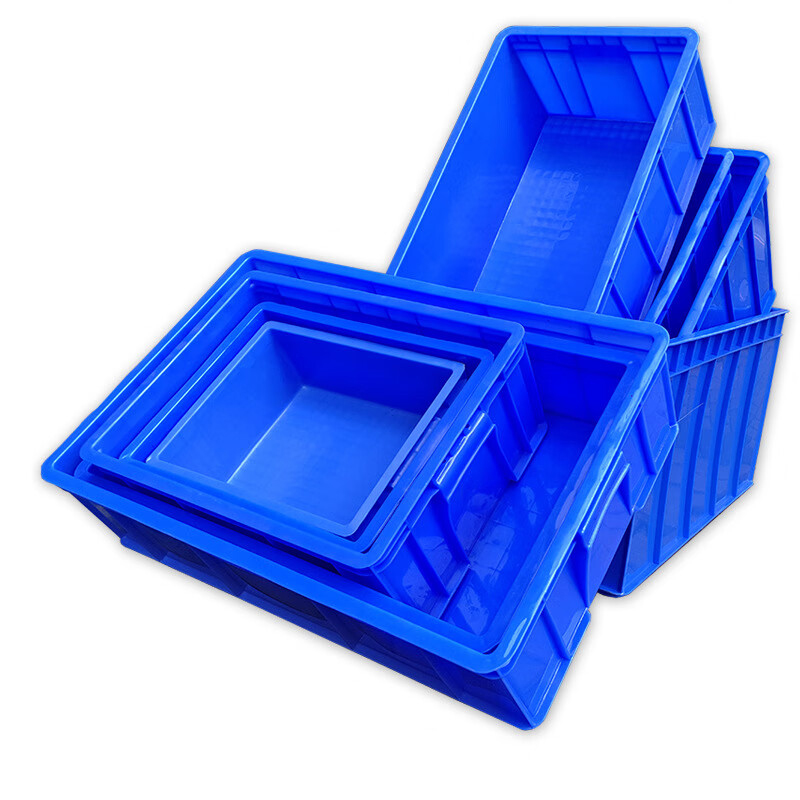 千苏QS-SN0605041BL加厚大号物流箱工具储物筐收纳箱塑料周转箱+盖子 蓝色高清大图