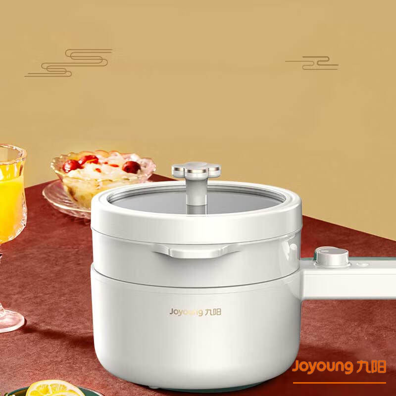 九阳(Joyoung)电热锅 HG15-G622 两档旋钮开关 麦饭石色不粘内胆 1.5L 白色 单套装