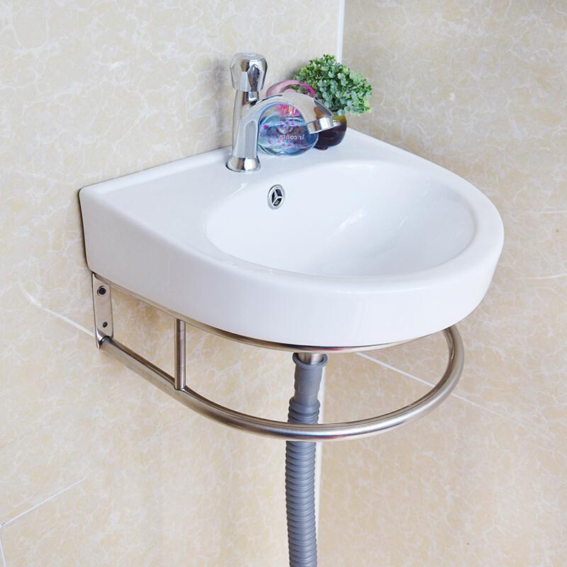 迷你三角支架洗手盆阳台挂墙式陶瓷洗脸盆小户型卫生间简易洗面盆安心