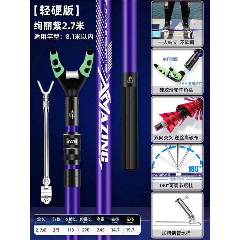 闪电客支架钓鱼炮台鱼竿支架大物鱼杆架杆地插钓箱钓椅架