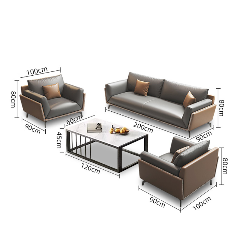 智叶舟沙发茶几组合200*90*80cm(3+1+1+茶几)套高清大图