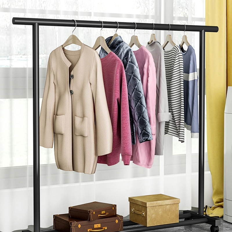 它墅晾衣架落地家用卧室挂衣服阳台折叠杆简易室内移动宿舍晒凉衣帽架