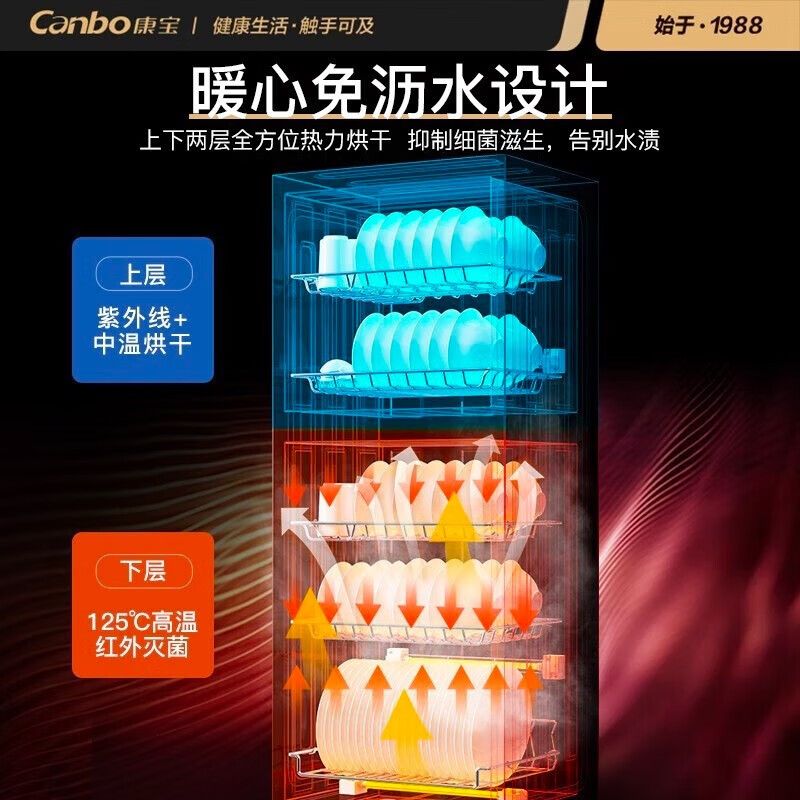 康宝(Canbo)消毒柜家用小型立式厨房碗筷茶杯消毒收纳柜婴儿奶瓶餐具商用大容量消毒碗柜 115L 店铺推荐