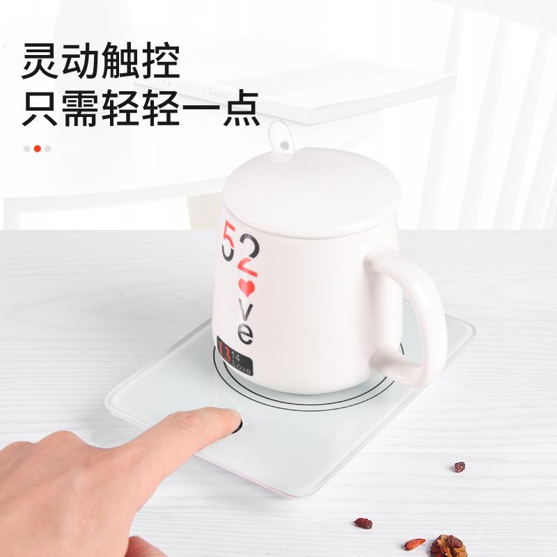 暖暖杯55度加热器自动恒温宝暖杯垫烘焙精灵(Naliya)电保温底座加热杯垫热牛奶 玻璃机械款保温杯垫+杯子+勺子