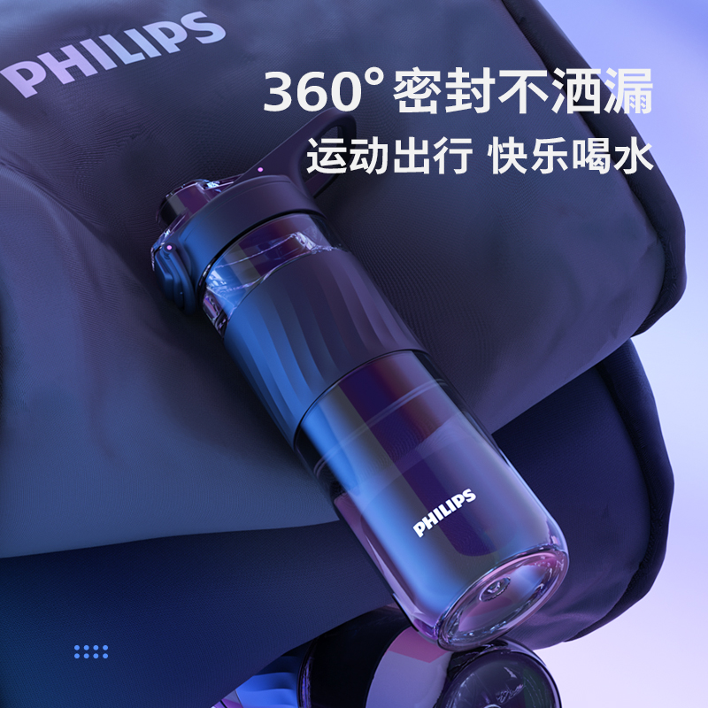 飞利浦tritan水杯子学生太空杯男运动便携防摔茶杯大容量水瓶壶高清大图