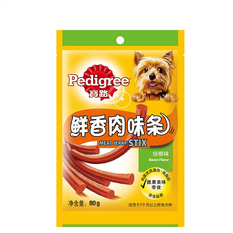 宝路 狗零食 鲜香肉味条 培根味 80g/袋