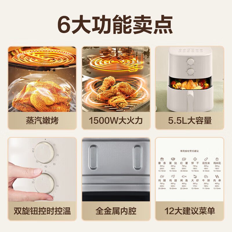 苏泊尔(SUPOR) 大容量系列空气炸锅 KJ55D78 5.5L高清大图