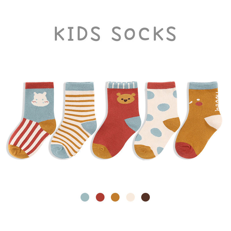 宝宝袜子春秋棉薄款卡通可爱儿童袜子中筒袜秋冬季男童女童短袜