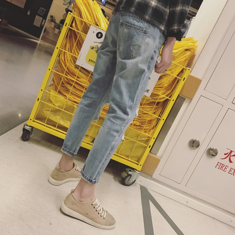 春夏牛仔裤男士2018韩版时尚修身弹力九分裤小脚男生春秋9分裤子