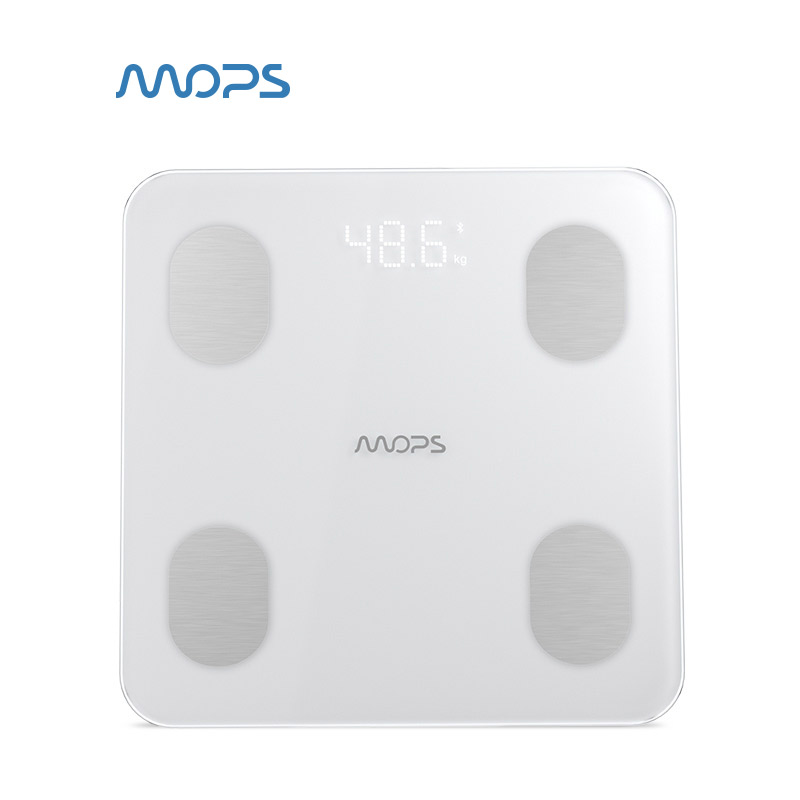 MOPS 智能体脂秤 MINI 8项核心身体数据 蓝牙脂肪秤 APP控制 家用电子秤 白色