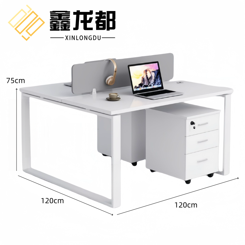 鑫龙都办公桌+活动柜六人位套高清大图