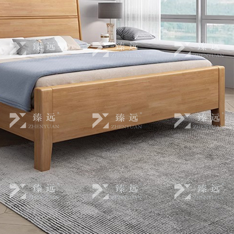臻远 ZY4022910 实木床1.8米床 榉木色