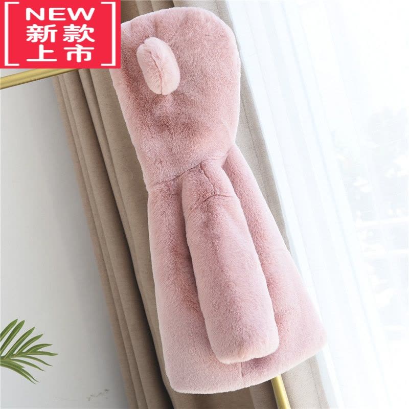 可莉允盼盼熊儿童冬装外套加厚加绒男童女童宝宝皮草绒棉衣棉服图片