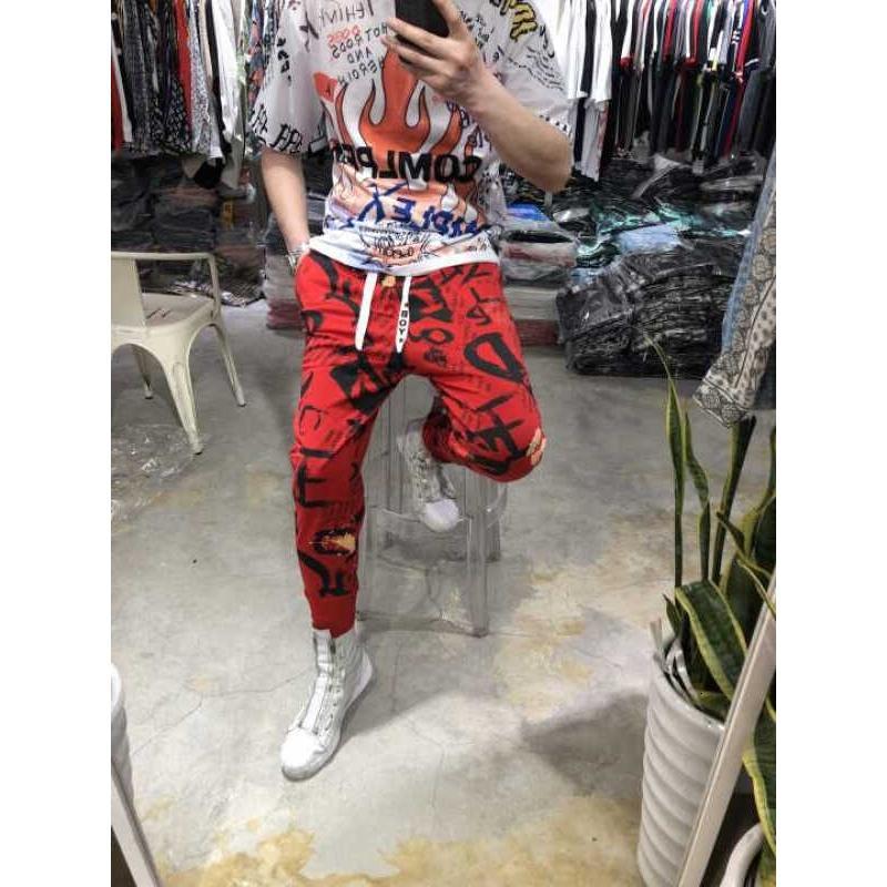 时尚休闲裤男士潮流宽松印花嘻哈风格男哈伦裤