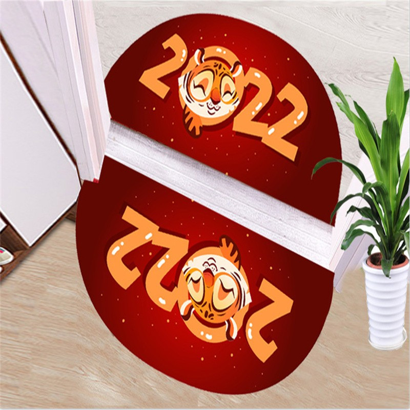 TONTCH TC220005 2022虎年-半圆形地垫T 毯面水晶绒 底背防滑点塑