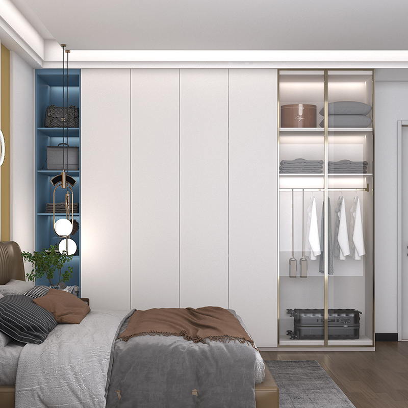 全屋定制佛山实木柜子到顶整体衣柜家装卧室衣帽间衣橱家具