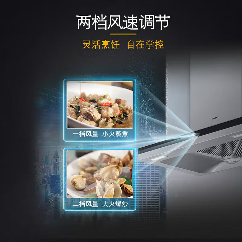 西门子(SIEMENS) LC46RA921W 油烟机 18m³大吸力 欧式顶吸油烟机 黑晶面板抽吸油烟机蒸饭柜高清大图