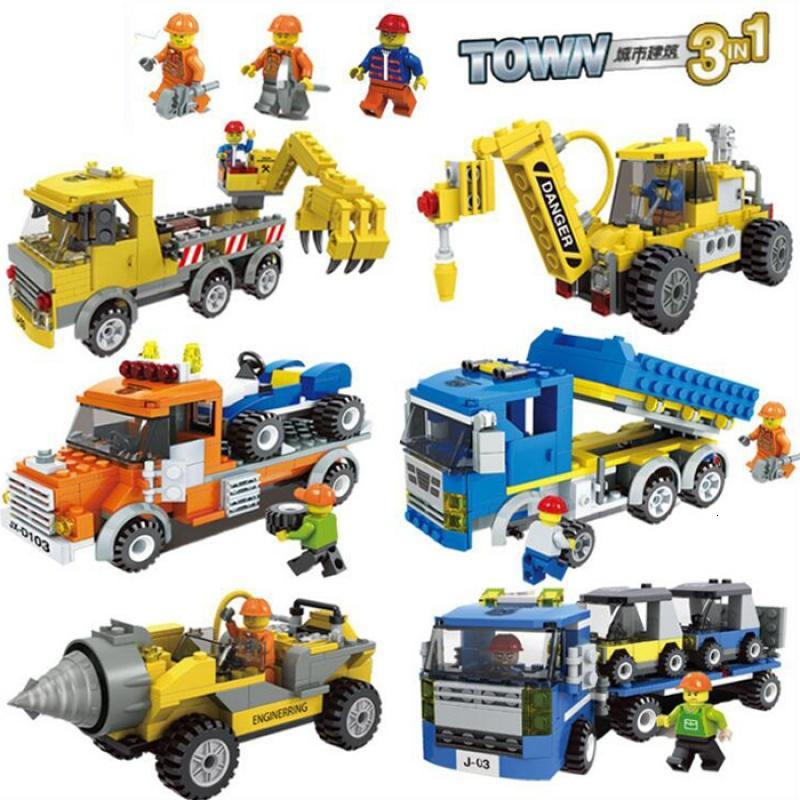 兼容乐高积木 城市建筑汽车工程车拖车拼装积木玩具汽车报价_参数_图