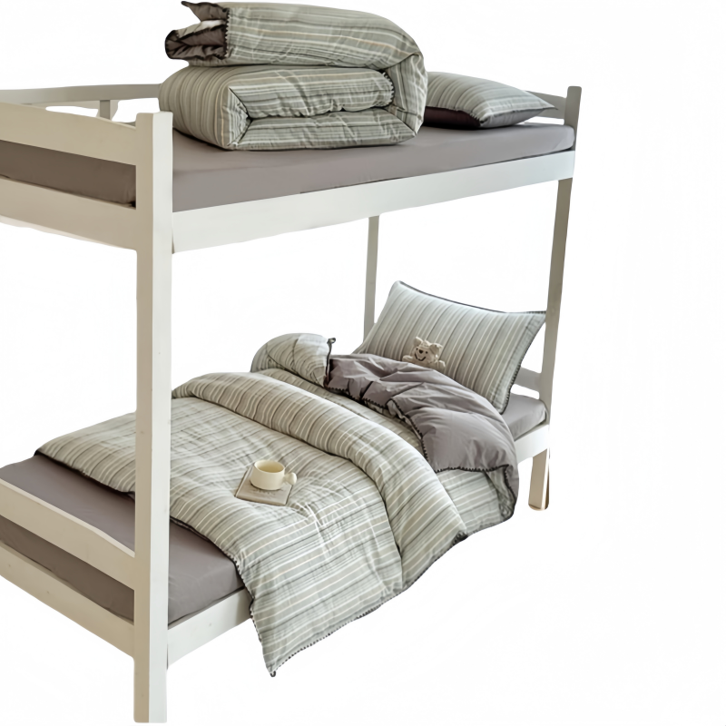 铭思沃四件套1.5*2.0米床 灰条纹 套高清大图