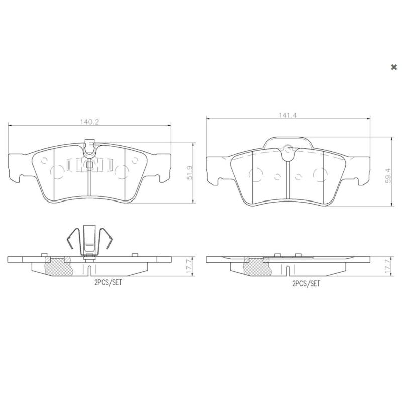布雷博(brembo)后片.陶瓷P50064N适配06-11款奔驰GL级/ML级/06-17款奔驰R-Klasse