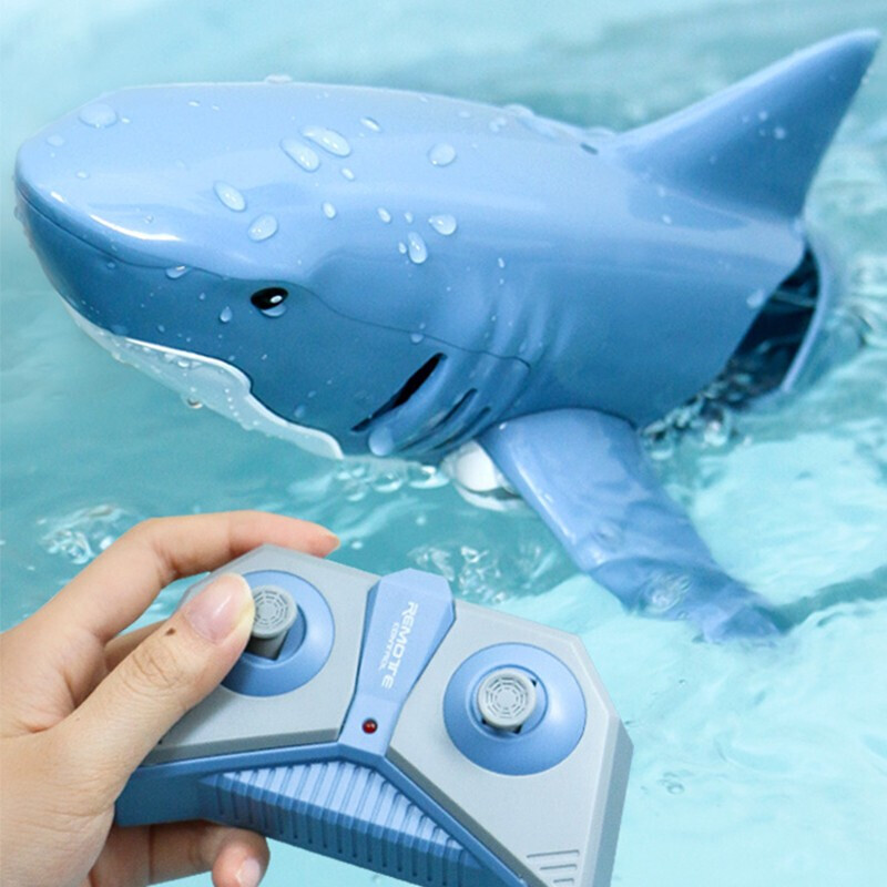 儿童电动鲨鱼玩具遥控仿真动物玩具会游关节可动大白鲨海洋动物模型