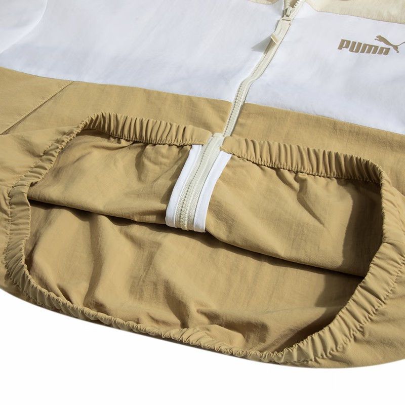 PUMA 品牌Logo印花运动透气休闲防风夹克外套 女款 卡其色 678351-87