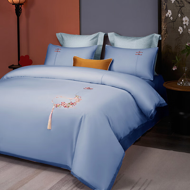 金丝莉(kintheri) 100支长绒棉四件套 兰灰 200x230cm