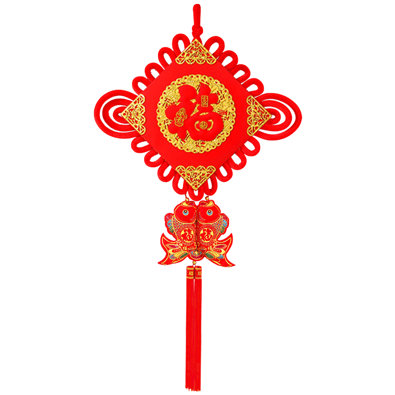 依朴 中国结 玄关大号平安节装饰新年装饰品 30#红福挂鱼（1个装）图片