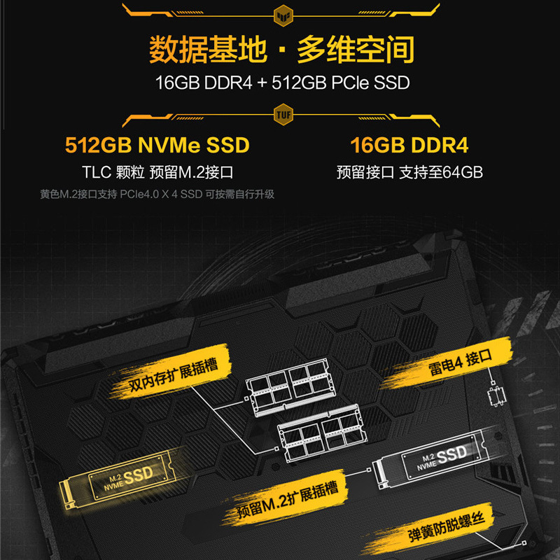 华硕(ASUS)飞行堡垒9 11代英特尔酷睿15.6英寸高刷新率电竞游戏本笔记本电脑(i7-11800H 16G 512G RTX3050 4G 144Hz 雷电4)