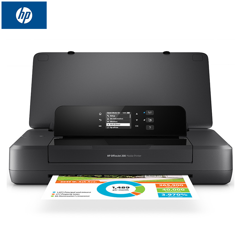 惠普HP 移动便携式打印机OfficeJet 200 A4彩色喷墨 无线WIFI OJ200(单打印) 官方标配