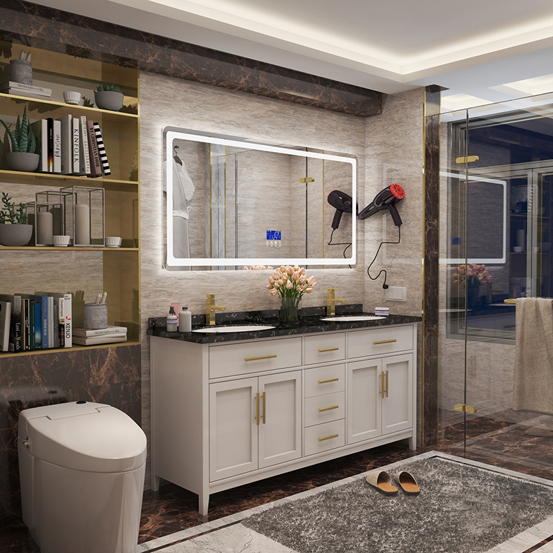 北欧浴室柜智能镜组合落地小户型家用卫生间大理石洗漱台轻奢定制80cm