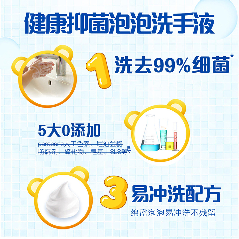 舒肤佳儿童泡沫洗手液 巧虎甜瓜派对280ml 棉花糖洗手液 洗去99.9%细菌 pH温和 宝宝可用 勤洗手