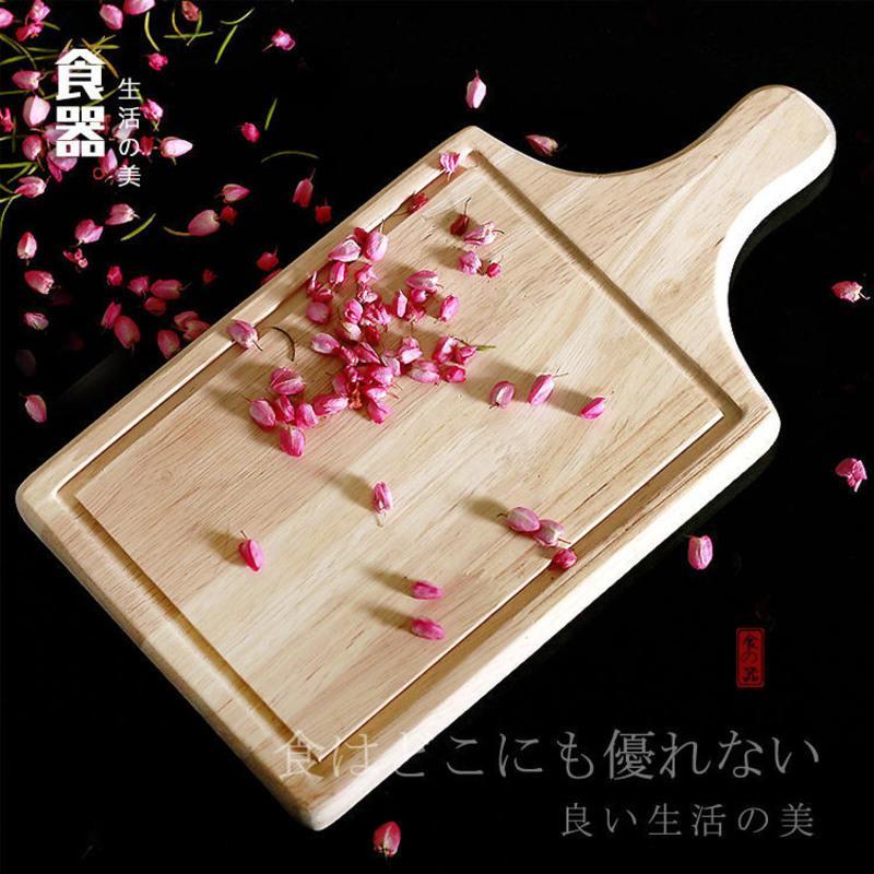 沙比利牛扒板西餐面包板牛排托盘板烤盘比萨饼板长方形橡木披萨板 橡木凹线小号30*15CM
