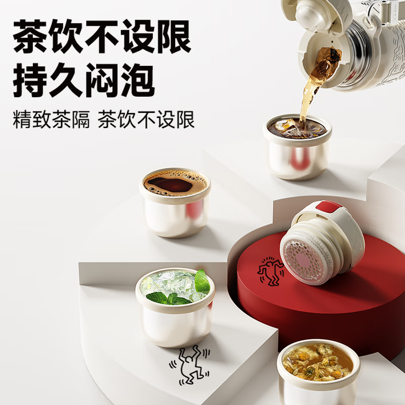 格沵 凯斯哈林系列迷你律动保温杯GE-KH24AW-B118发光的爱580ml高清大图