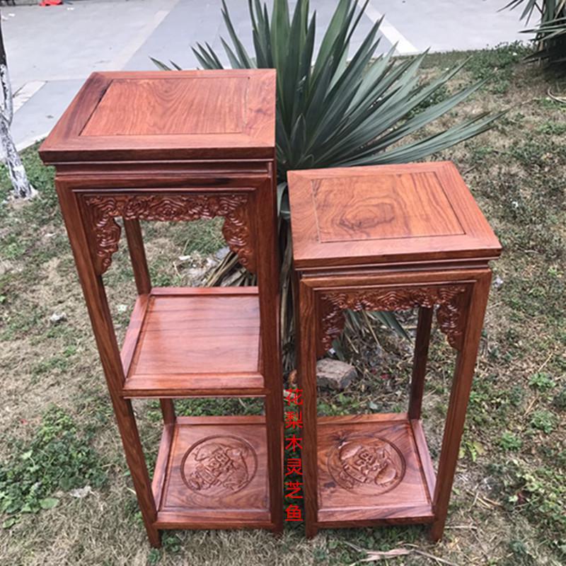 实木花架中式多层红木花梨木鸡翅木客厅单个中式花几盆景架植物架高清大图