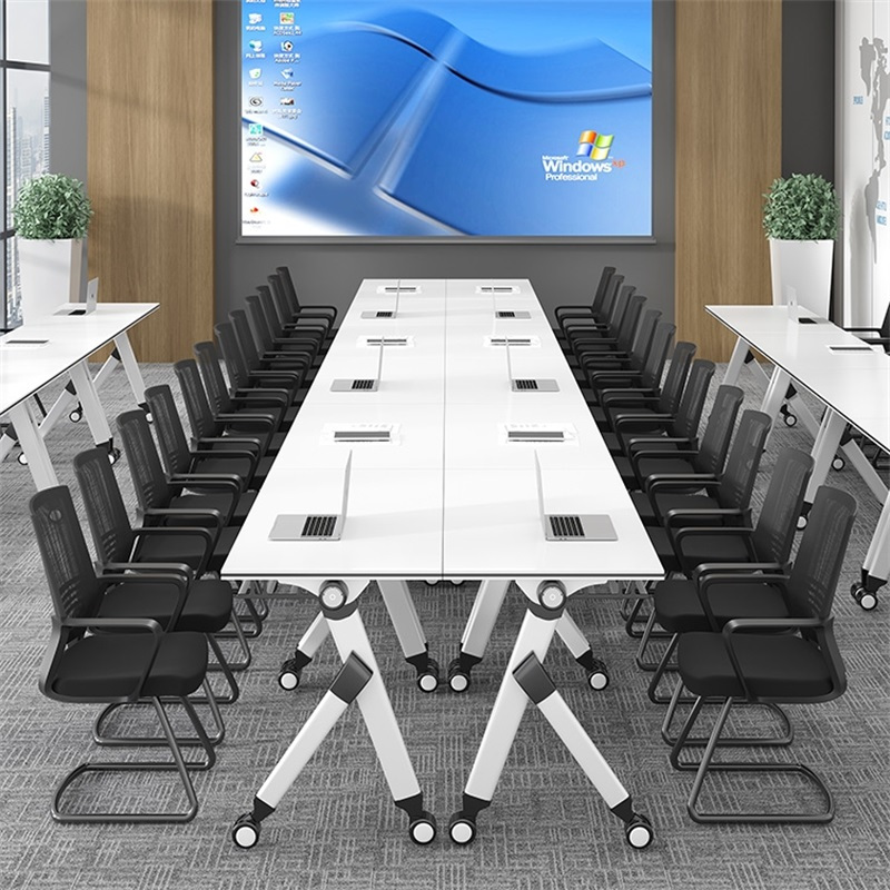 易企采 1200*600*750mm 办公家具折叠培训桌移动会议桌会议室桌子会议条桌双层办公桌户外宣传桌折叠桌